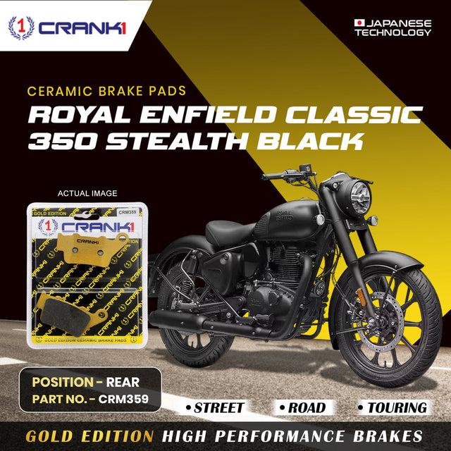 CRANK1 Ceramic Rear Brake Pads CRM359 for Royal Enfield Classic 350 Stealth Black HH Rated Disc Brake Pads