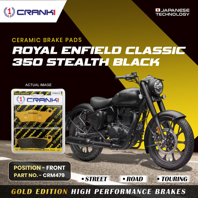 CRANK1 Ceramic Front Brake Pads for Royal Enfield Classic 350 Stealth Black