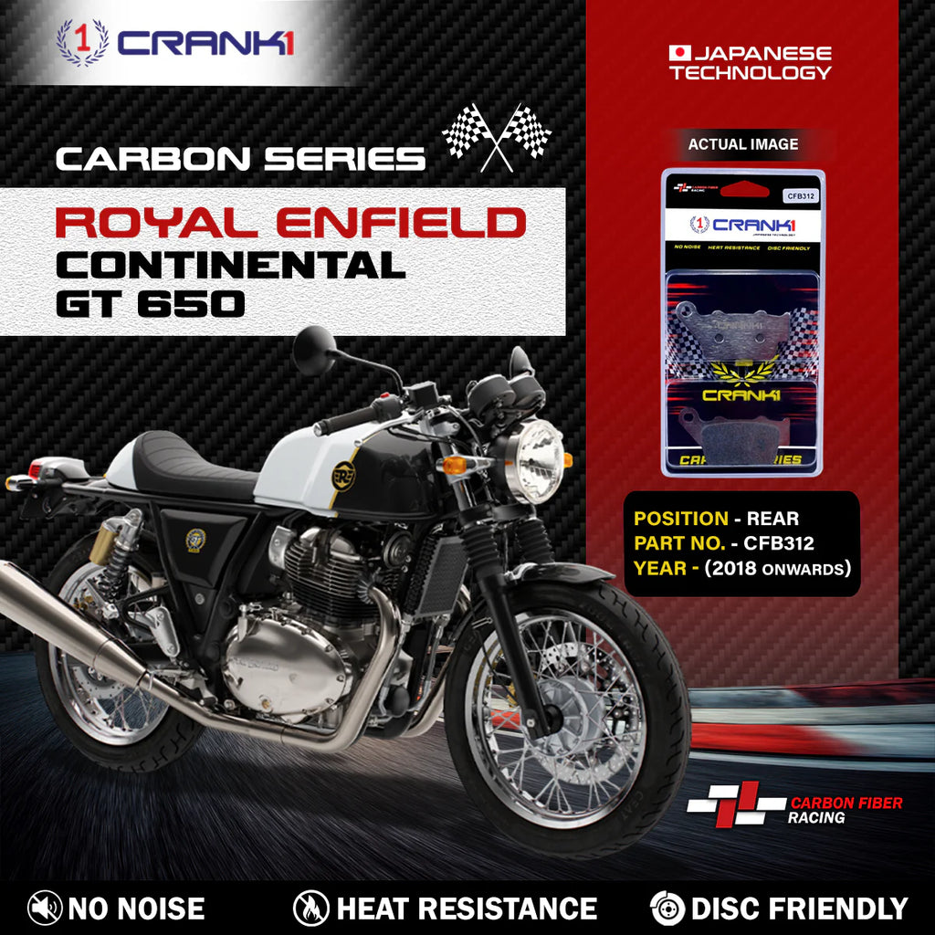 CRANK1 Carbon Rear Brake Pads for Royal Enfield Continental GT 650 CFB312