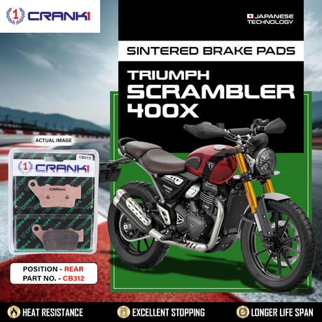 Crank1 CB312 Sintered Rear Brake Pads for Triumph Scrambler 400X Motorcycle | Legendary Custom