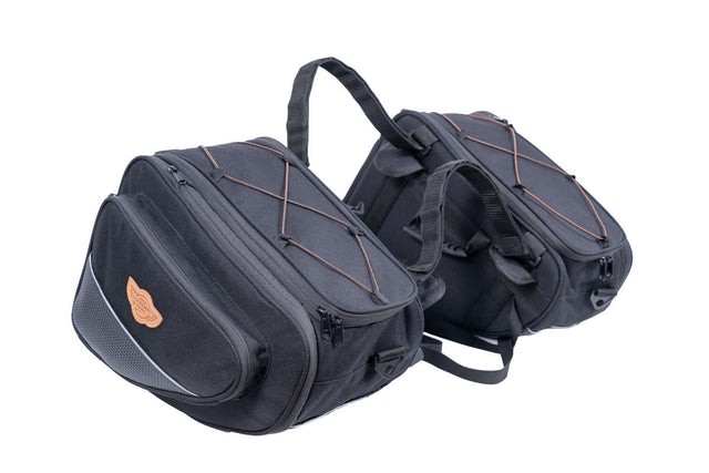 Guardian Gears Stallion Sports 45L–60L motorcycle saddlebags upswept exhaust