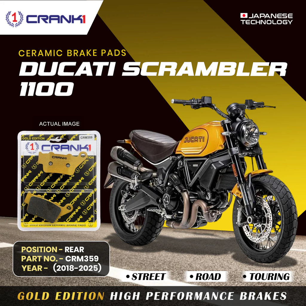 CRANK1 Ceramic Rear Brake Pads CRM359 for Ducati Scrambler 1100 2018-2025 HH Rated Motorcycle Brake Pad Set