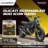 CRANK1 Ceramic Rear Brake Pads CRM359 for Ducati Scrambler Icon Dark 800 (2019-Onwards) HH Rated Motorcycle Disc Brake Pads 1 Set