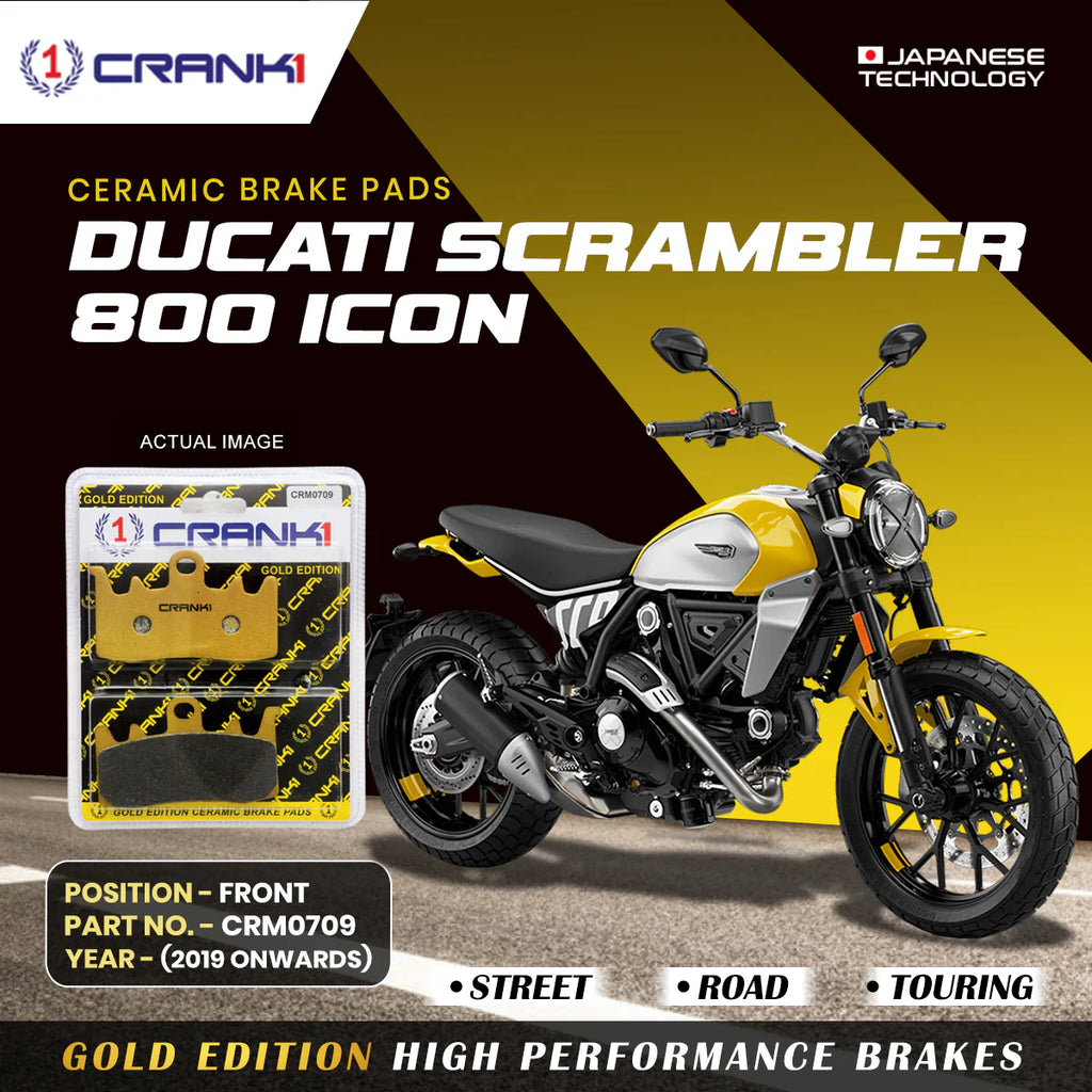CRANK1 Ceramic Front Brake Pads CRM0709 for Ducati Scrambler Icon 800 (2019-Onwards) HH Rated Motorcycle Disc Brake Pads 2 Sets