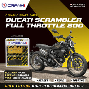 CRANK1 Ceramic Front Brake Pads CRM0709 for Ducati Scrambler Full Throttle 800 (2023-Onwards) HH Rated Motorcycle Disc Brake Pads 2 Sets