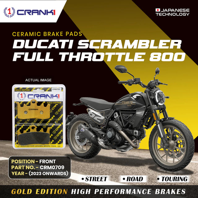 CRANK1 Ceramic Front Brake Pads CRM0709 for Ducati Scrambler Full Throttle 800 (2023-Onwards) HH Rated Motorcycle Disc Brake Pads 2 Sets