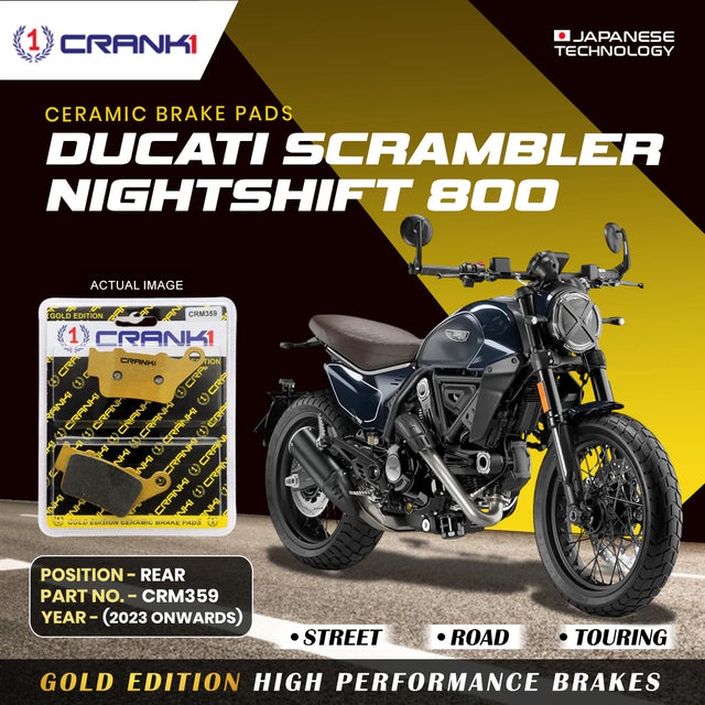 CRANK1 Ceramic Rear Brake Pads CRM359 for Ducati Scrambler Nightshift 800 (2023-Onwards) HH Rated Motorcycle Disc Brake Pads 1 Set