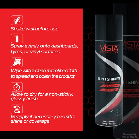Vista Auto car dashboard polish foam spray
