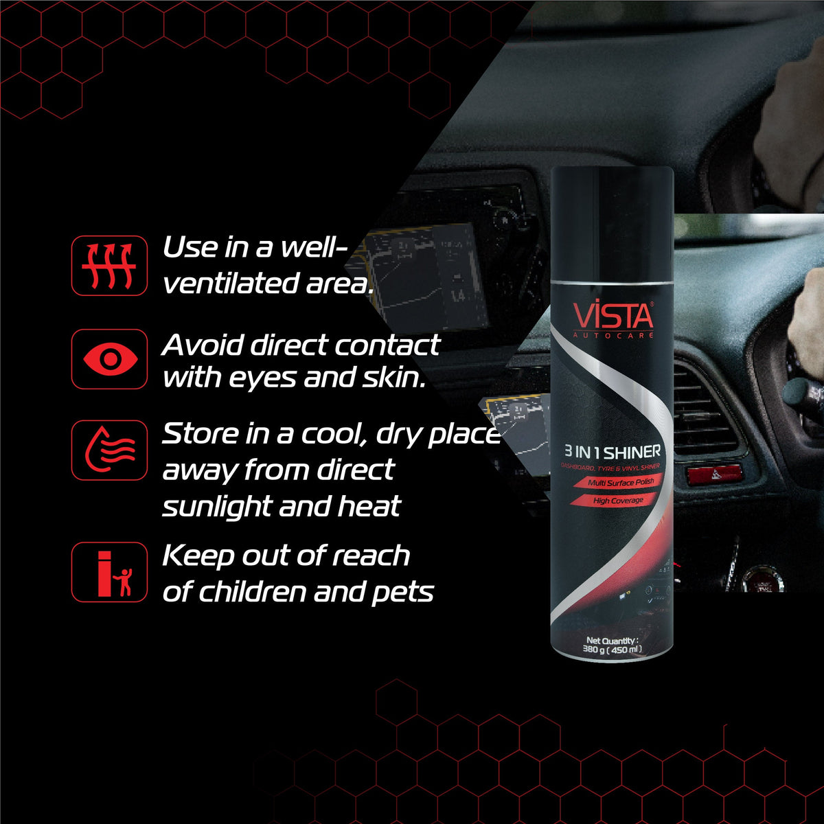 Vista Auto car dashboard polish foam spray
