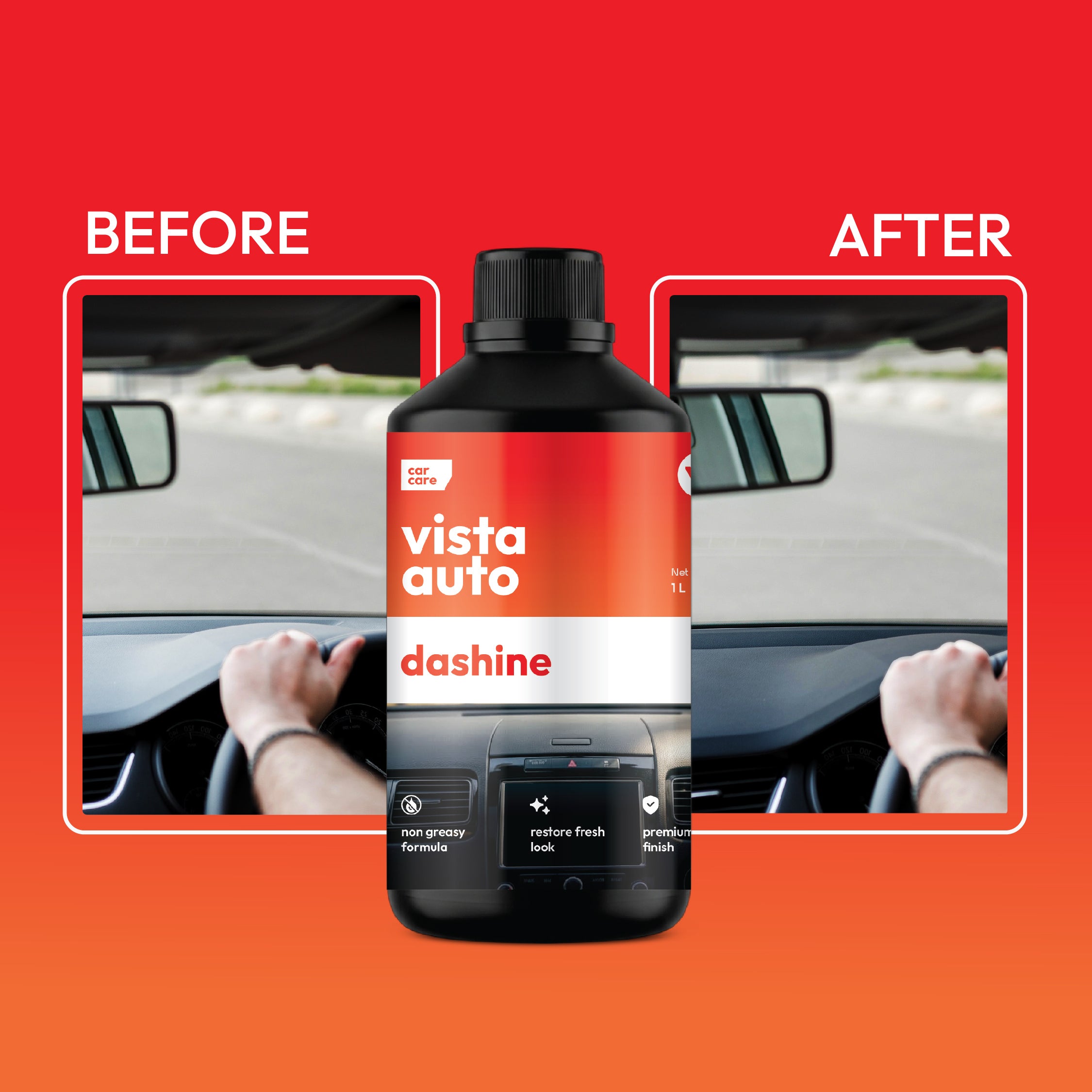 Vista Auto Care Dashine 1L non-greasy car dashboard polish

