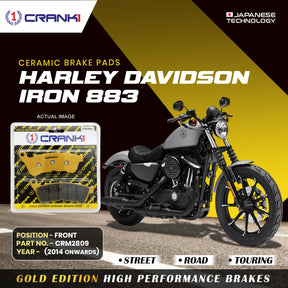 CRANK1 Ceramic Front Brake Pads CRM2809 for Harley Davidson Sportster Iron 883 2014 Onwards HH Rated Disc Brake Pads