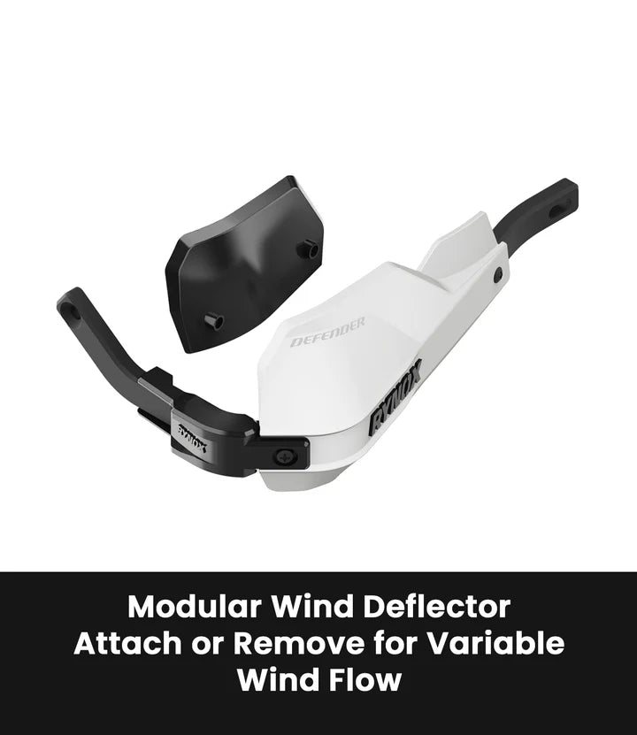 Rynox Defender Pro Handguards White universal motorcycle aluminium spine 22mm 28mm compatible