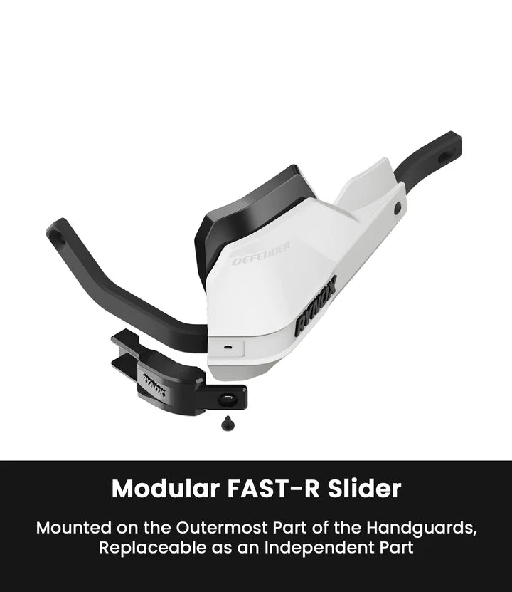 Rynox Defender Pro Handguards White universal motorcycle aluminium spine 22mm 28mm compatible