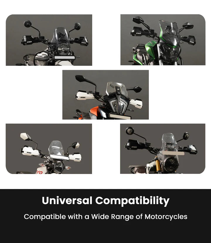 Rynox Defender Pro Handguards White universal motorcycle aluminium spine 22mm 28mm compatible