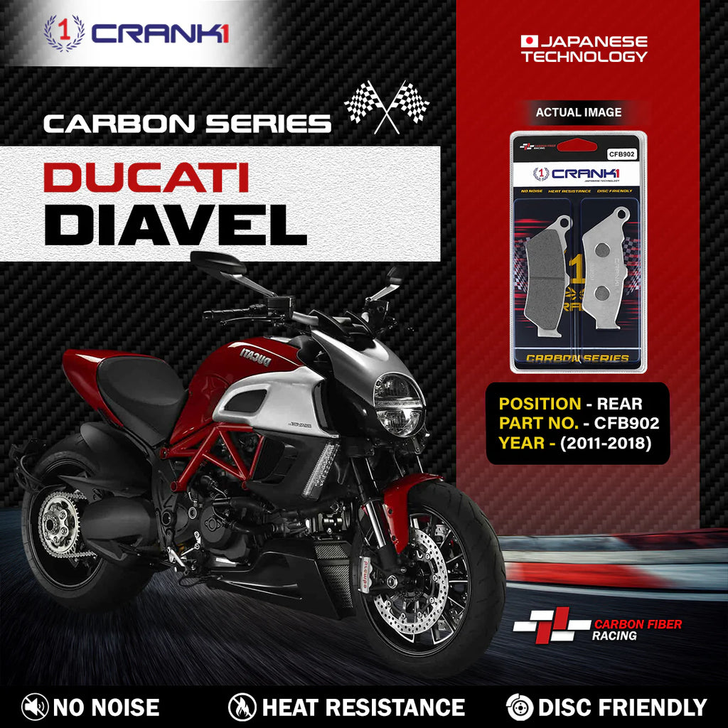 CRANK1 Carbon Rear Brake Pads CFB902 for Ducati Diavel 2011-2018