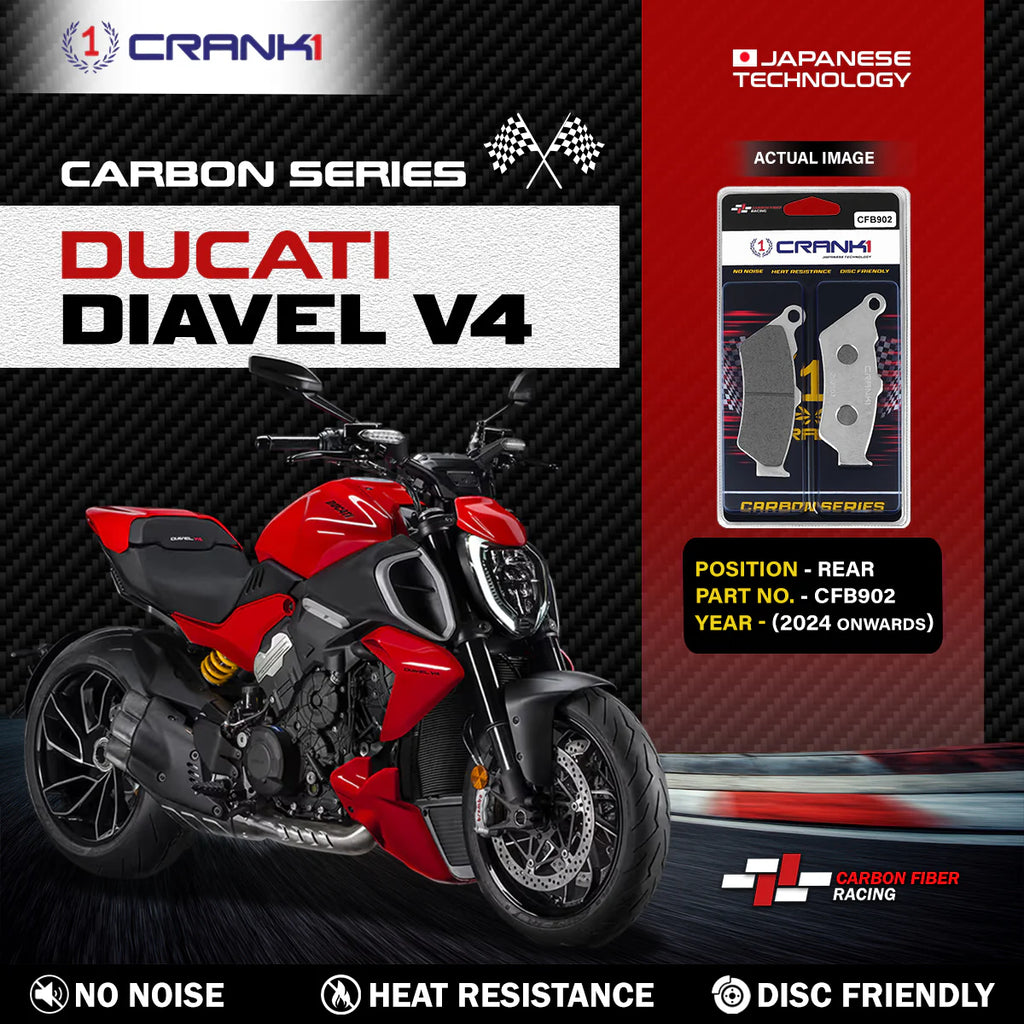 CRANK1 CFB902 Carbon Rear Brake Pads for Ducati Diavel V4 2024