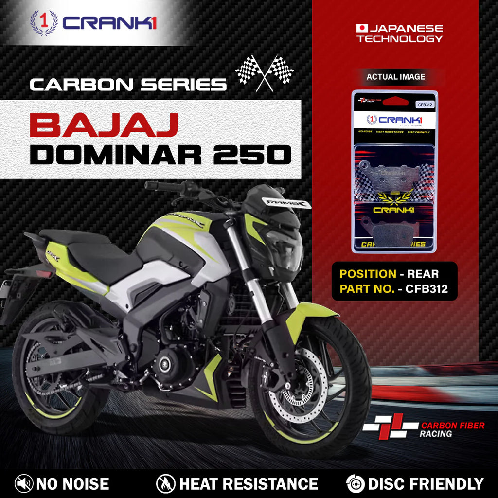 CRANK1 Carbon Rear Brake Pads CFB312 for Bajaj Dominar 250