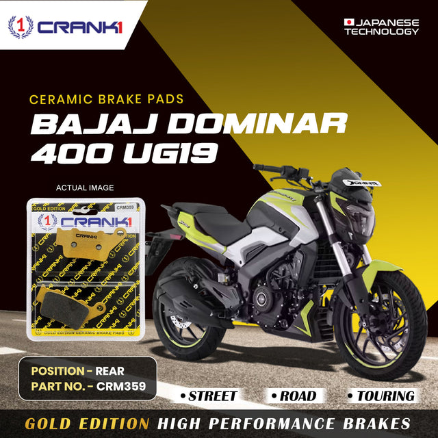 CRANK1 Ceramic Rear Brake Pads CRM359 for Bajaj Dominar 400 UG19 HH Rated Disc Brake Pads