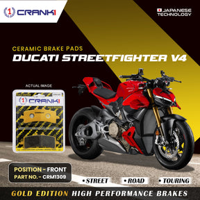 CRANK1 Ceramic Front Brake Pads CRM1309 for Ducati Streetfighter V4 HH Rated Disc Brake Pads (2 Sets)