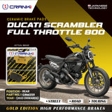 CRANK1 Ceramic Rear Brake Pads CRM359 for Ducati Scrambler Full Throttle 800 (2023-Onwards) HH Rated Motorcycle Disc Brake Pads 1 Set
