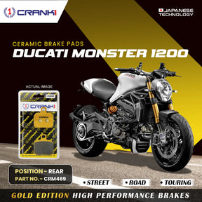 CRANK1 ceramic rear brake pads for Ducati Monster 1200 motorcycle