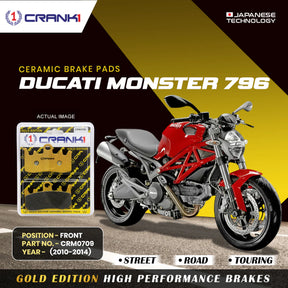 CRANK1 Ceramic Front Brake Pads CRM0709 for Ducati Monster 796 (2010–2014)