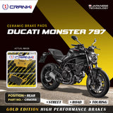CRANK1 Ceramic Rear Brake Pads CRM359 for Ducati Monster 797 HH Rated Motorcycle Brake Pad Set