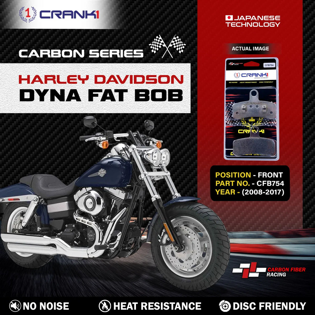 CRANK1 CFB754 carbon front brake pads for Harley-Davidson Dyna Fat Bob 2008-2017