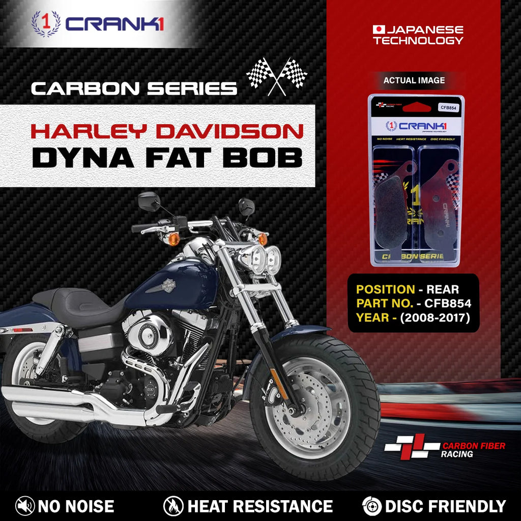 CRANK1 CFB854 carbon rear brake pads for Harley-Davidson Dyna Fat Bob 2008-2017