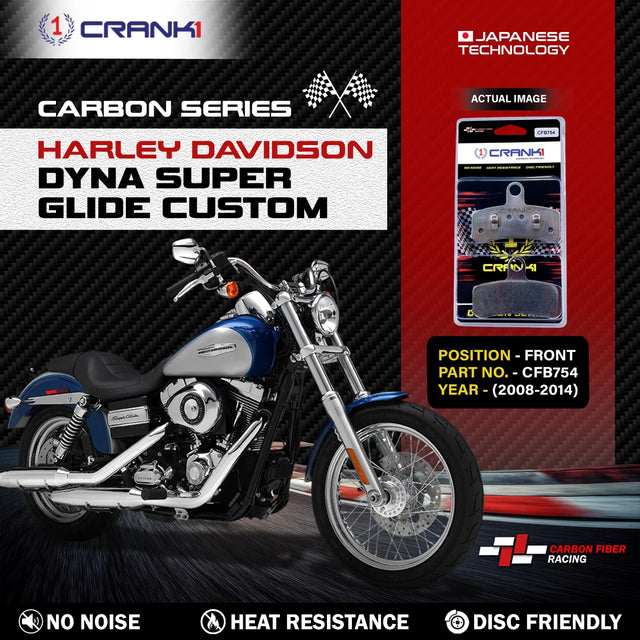 CRANK1 CFB754 carbon front brake pads for Harley-Davidson Dyna Super Glide Custom 2008-2014