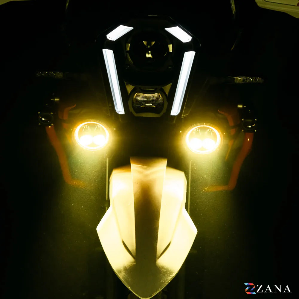 ZANA Fog Light DRL-R45 Silver Series Universal LED Fog Lights with OSRAM LEDs, Amber DRL Ring and Wired Multi-Function Controller | Legendary Custom