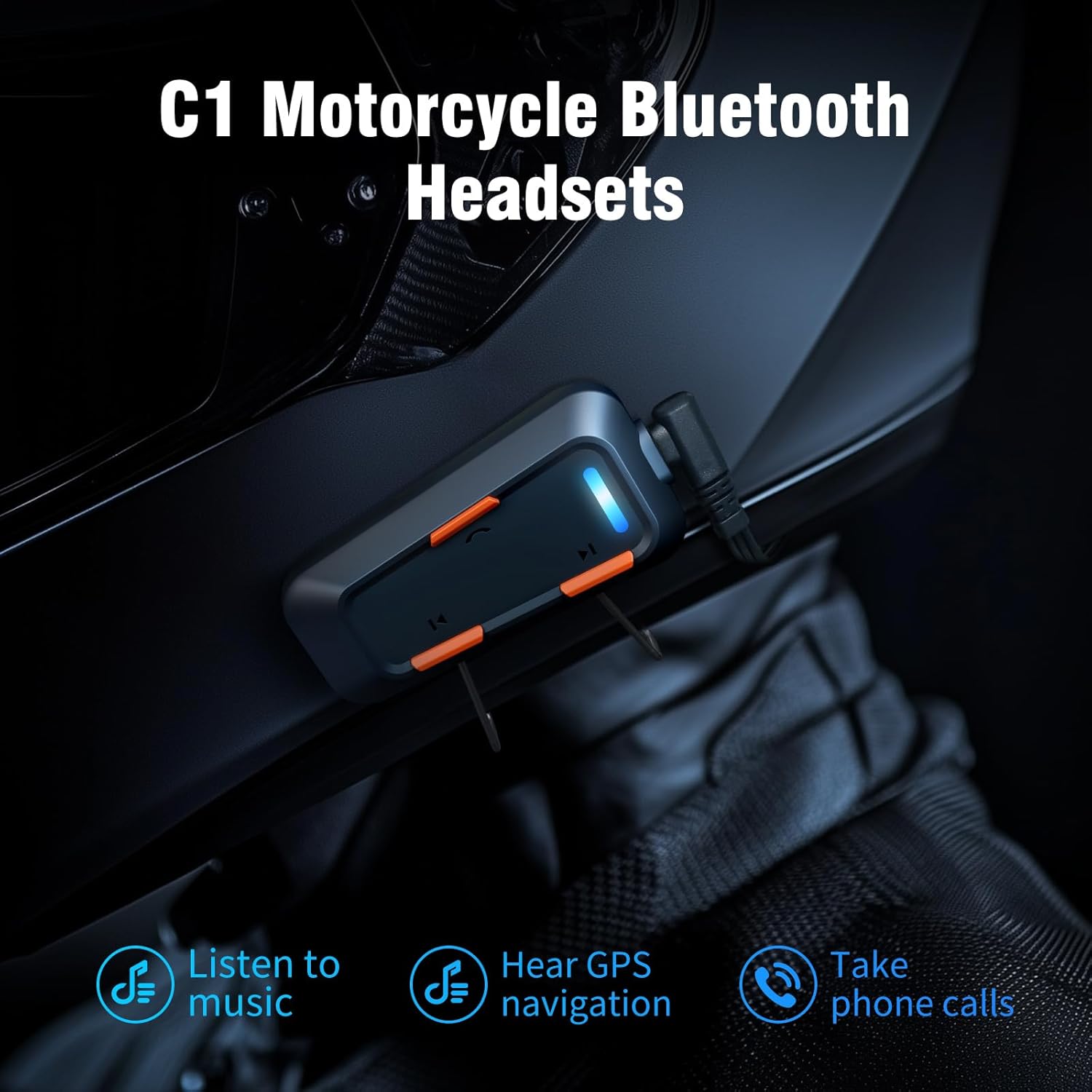 EDYELL C1 Helmet Bluetooth Headset – Waterproof V5.3 Design