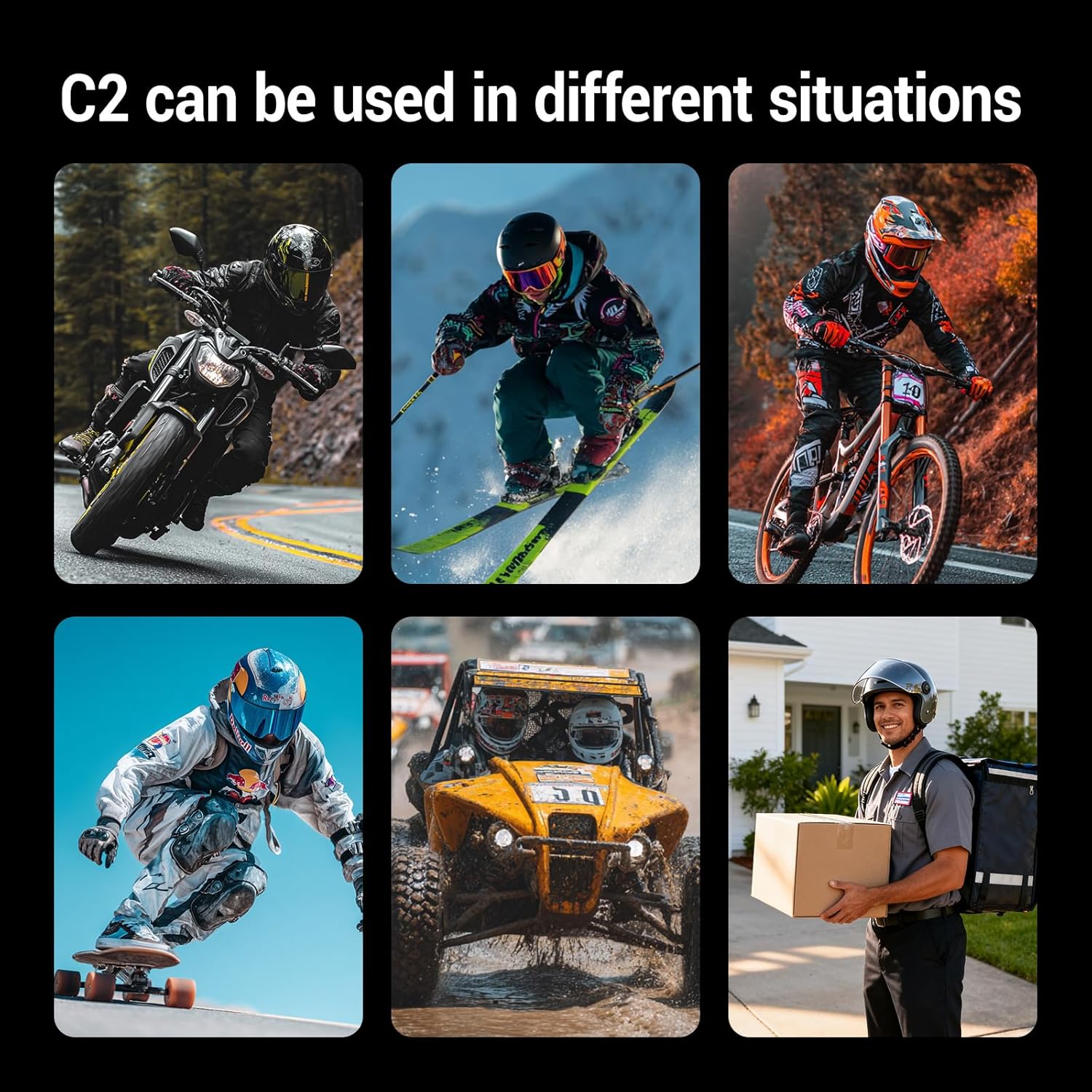 EDYELL C2 motorcycle helmet bluetooth headset with roller control and waterproof design