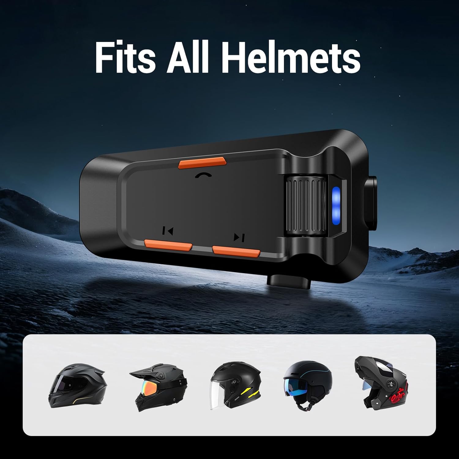 EDYELL C2 motorcycle helmet bluetooth headset with roller control and waterproof design