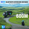 EDYELL C8 Max Motorcycle Bluetooth Intercom Headset with LED Lights