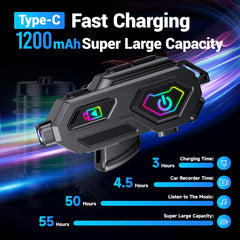 EDYELL C8 Max Motorcycle Bluetooth Intercom Headset with LED Lights