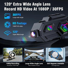 EDYELL C8 Max Motorcycle Bluetooth Intercom Headset with LED Lights