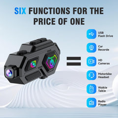 EDYELL C8 Max Motorcycle Bluetooth Intercom Headset with LED Lights
