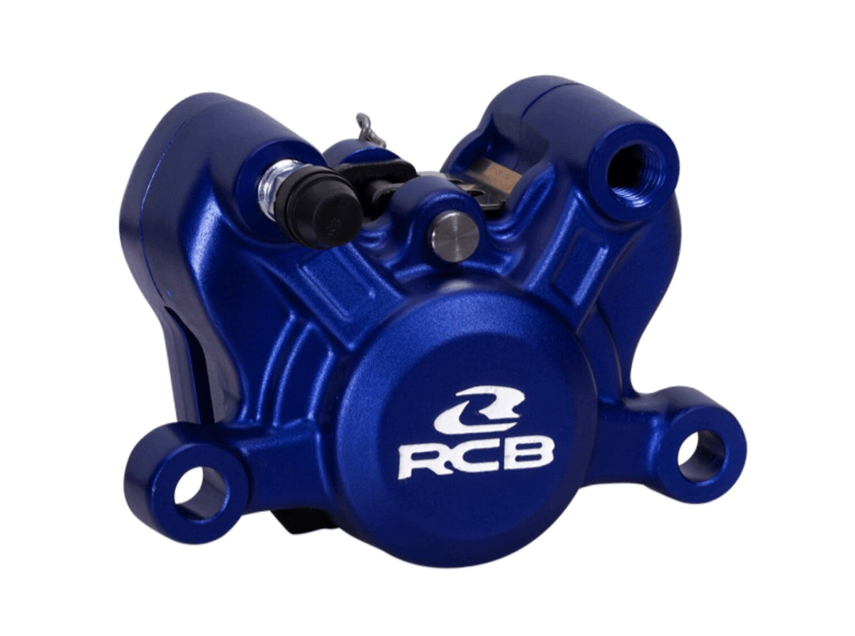 RCB R55 2-piston motorcycle brake caliper 01BC048 in Blue, Black, Red and Silver