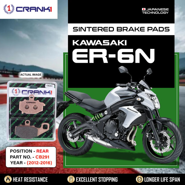 CRANK1 CB291 Sintered Rear Brake Pads for Kawasaki ER-6n 2012-2016 Rear