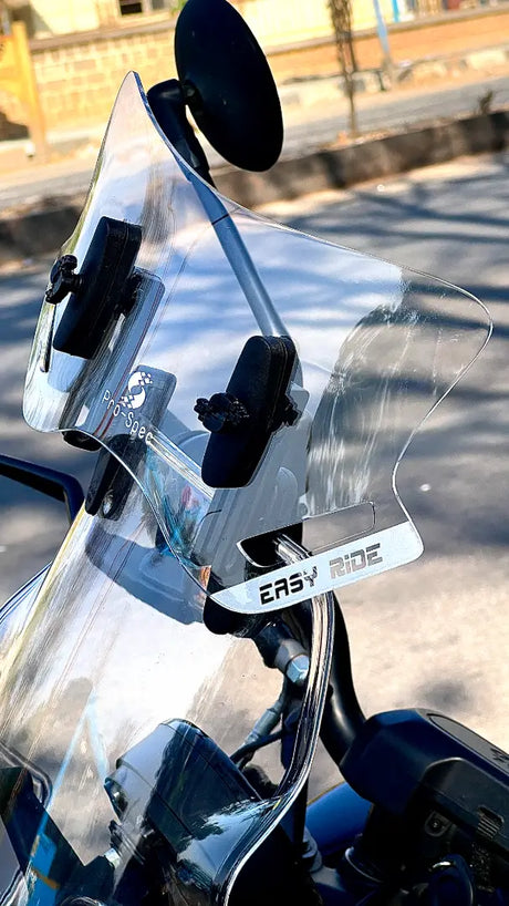 Pro-Spec ER 860 windshield lip extender mounted on Royal Enfield Himalayan 450 touring screen