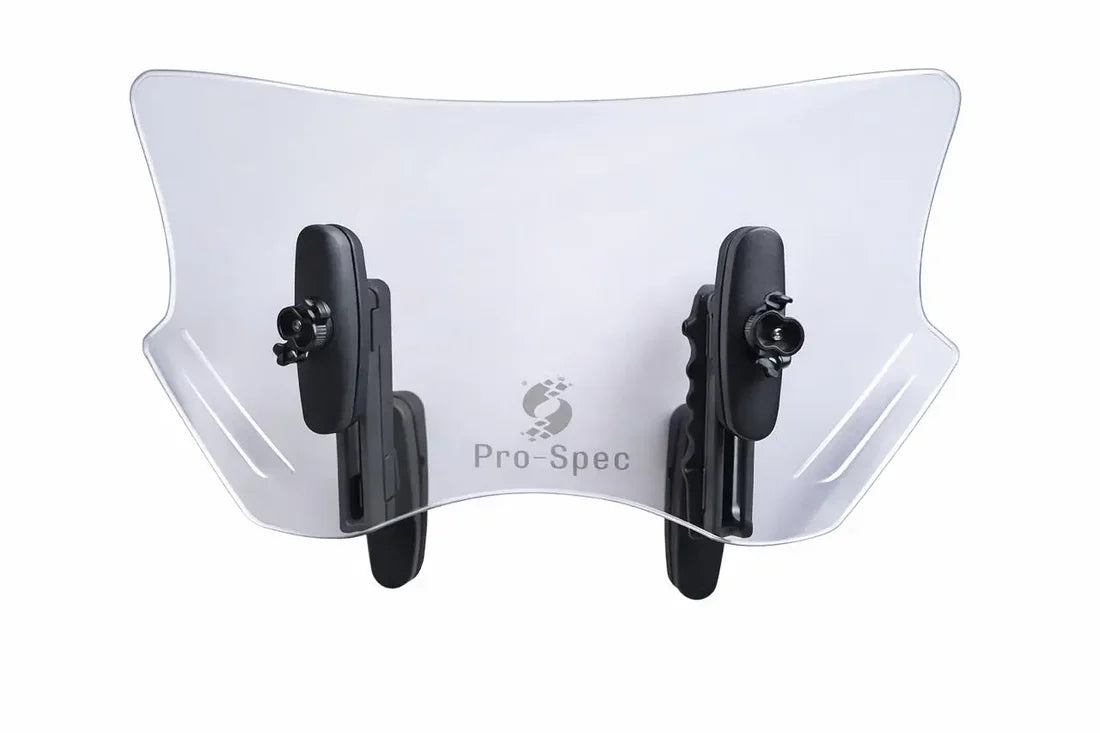 Pro-Spec ER 860 windshield lip extender mounted on Royal Enfield Himalayan 450 touring screen