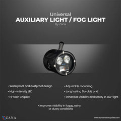 ZANA Fog Light ZFL-40 Universal LED Fog Lights with Bluetooth Controller, Dual Colour Beam and CNC Aluminium Body | Legendary Custom