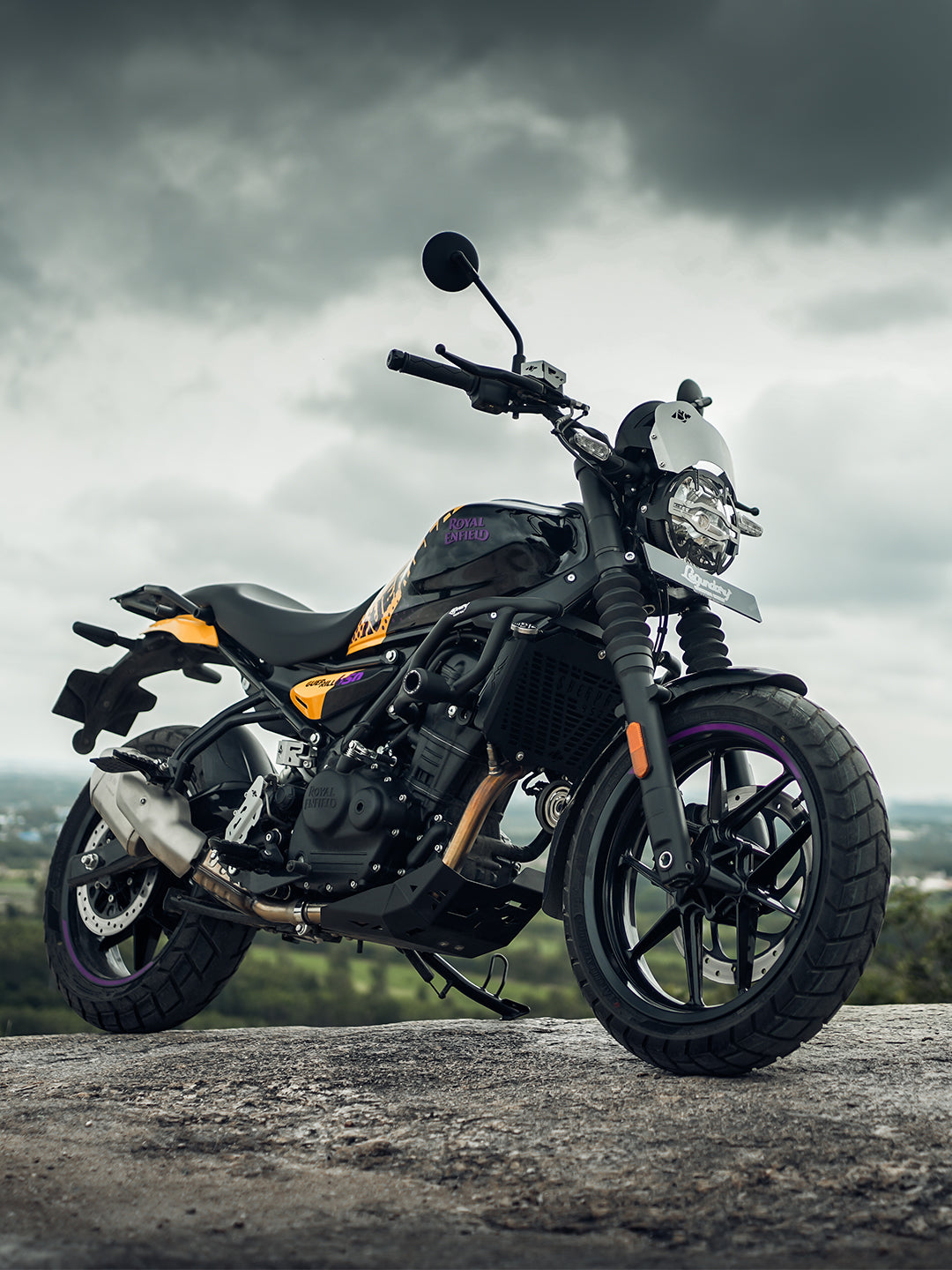 LEGUNDARY Custom Vambrace bash plate for Royal Enfield Guerrilla 450 black engine guard