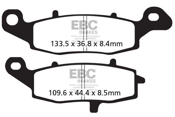 EBC Double-H Sintered Brake Pads Kawasaki ER-6N FA229HH Left FA231HH Right Front FA192HH Rear HH Rated High Performance Motorcycle Brake Pads