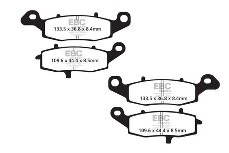 EBC Double-H Sintered Brake Pads Kawasaki ER-6N FA229HH Left FA231HH Right Front FA192HH Rear HH Rated High Performance Motorcycle Brake Pads