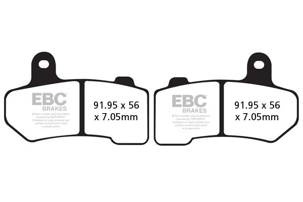 EBC Double-H Sintered Brake Pads Harley Night Rod FA409HH Front and Rear HH Rated High Performance Motorcycle Brake Pads