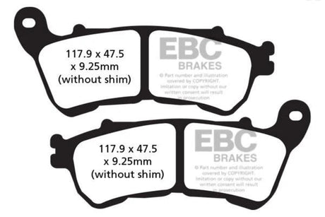 EBC Double-H Sintered Brake Pads Harley SuperLow FA640HH Front FA254HH Rear HH Rated High Performance Motorcycle Brake Pads