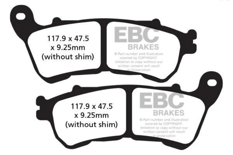 EBC Double-H Sintered Brake Pads Harley Forty-Eight 74CI FA640HH Front FA254HH Rear HH Rated High Performance Motorcycle Brake Pads