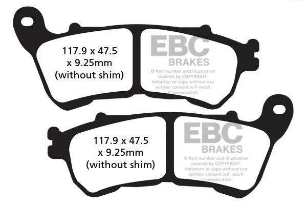 EBC Double-H Sintered Brake Pads Harley 1200 Custom FA640HH Front FA254HH Rear HH Rated High Performance Motorcycle Brake Pads